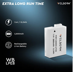 Welborn 2800 mAh (LPE8) Lithium-ion Rechargeable Battery