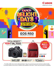 Canon EOS R50 with RF-S18-45mm Lens Kit | Free Bag (Worth ₹3,999) & 64GB Card | Total Benefits ₹14,700