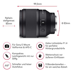 Samyang AF 85mm F1.4 FE II Lens for Sony E