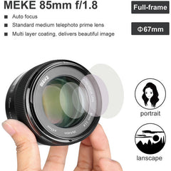 Meike 85mm 1.8 II (EF Mount) For Canon's EOS DSLR cameras.